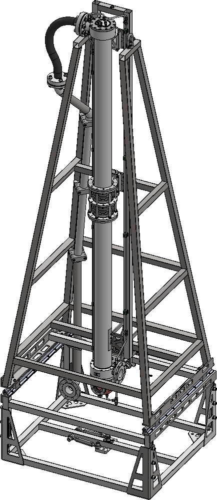 CAD rendering of the Dymenso microwave load and support stand assembly
